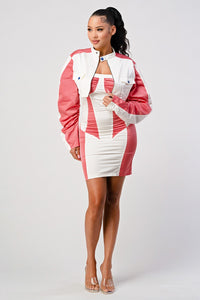 Sporty Chic Colorblock Jacket and Dress Set