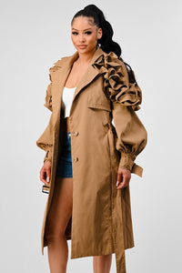 ATHINA FALL TRANSTION FLORAL SLEEVE TRENCH COAT - ATHINA