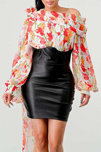 Floral Print Mini Dress - Vibrant contrast for a bold statement - Rêve Dorés