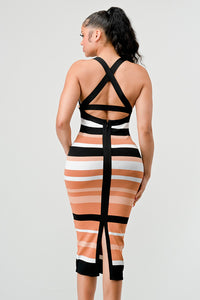 Sunset Stripes Halter Dress - ATHINA