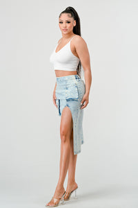 Contemporary Denim Twist: Utility Pocket Denim Skirt - ATHINA