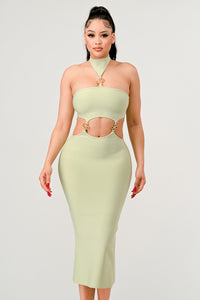 Sage Cut-Out Midi Dress