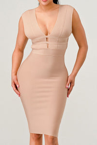 Nude Sleeveless Bandage Mini Dress