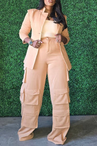 Structured Blazer and Cargo Pants Set