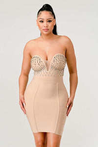 Bejeweled Contour Bandage Dress - ATHINA