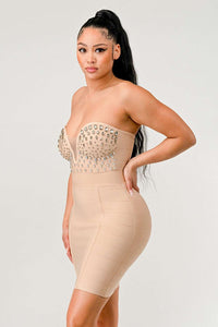 Bejeweled Contour Bandage Dress - ATHINA