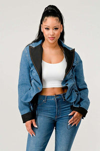 Denim Cinch Contrast Blazer 