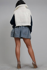 Denim and Knit Multi Fabric Jacket - ATHINA