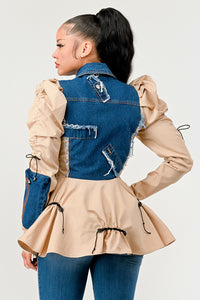 Peplum Panache Denim Jacket - ATHINA