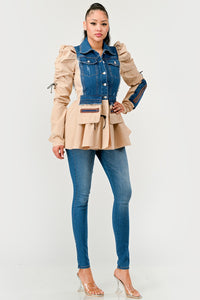 Peplum Panache Denim Jacket - ATHINA