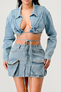 Denim Desire Crop Jacket - ATHINA