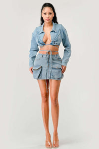 Denim Desire Crop Jacket - ATHINA