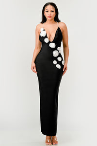 Obsidian Blossom Halter Gown - ATHINA