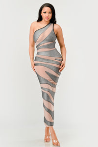 Metallic Bandage Mesh Insert Dress| ESTIMATED SHIPPING DATE (04/30/2024) - ATHINA