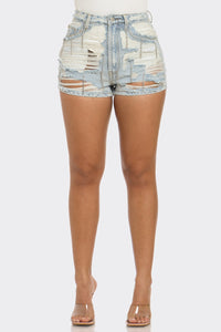 Rebel Spirit Distressed Denim Shorts | ESTIMATED SHIPPING DATE (05/31/2024) - ATHINA