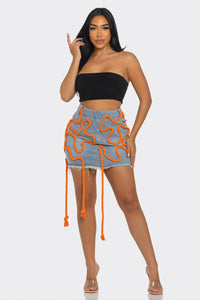 Tangerine Trace Denim Skirt - ATHINA