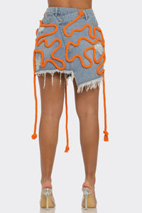 Tangerine Trace Denim Skirt - ATHINA