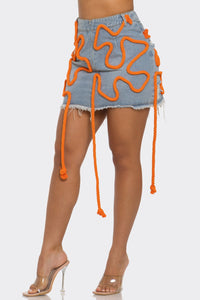 Tangerine Trace Denim Skirt - ATHINA