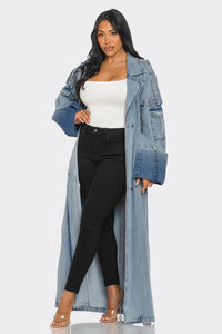 Longline Denim Trench Coat