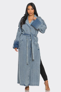 Longline Denim Trench Coat