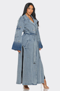 Longline Denim Trench Coat