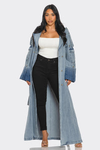 Longline Denim Trench Coat