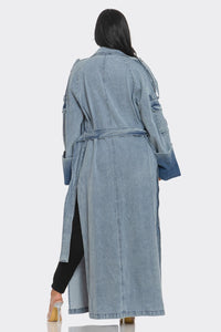 Longline Denim Trench Coat