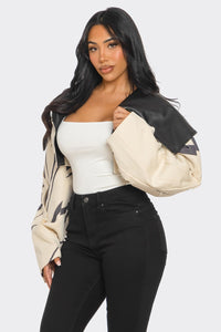 Two-Tone Puff Sleeve Bomber Jacket | ESTIMATED SHIPPING DATE (12/10/2024) - ATHINA