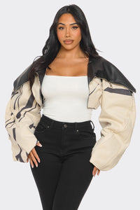 Two-Tone Puff Sleeve Bomber Jacket | ESTIMATED SHIPPING DATE (12/10/2024) - ATHINA