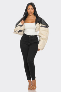 Two-Tone Puff Sleeve Bomber Jacket | ESTIMATED SHIPPING DATE (12/10/2024) - ATHINA