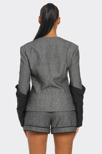 Double-Breasted Tweed Blazer and Shorts Set - ATHINA