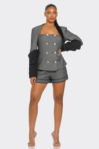 Double-Breasted Tweed Blazer and Shorts Set - ATHINA