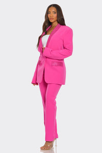 Fuchsia Power Suit with Beaded Accents - ATHINA