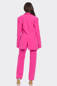 Fuchsia Power Suit with Beaded Accents - ATHINA