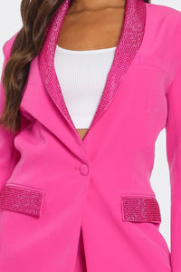 Fuchsia Power Suit with Beaded Accents - ATHINA