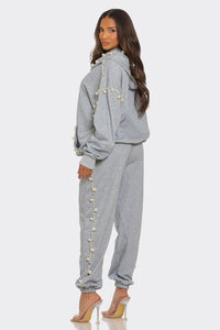 Pearl-Embellished Jogger Set - ATHINA