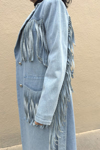 Fringed Denim Trench