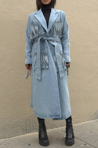 Fringed Denim Trench