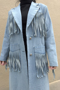 Fringed Denim Trench