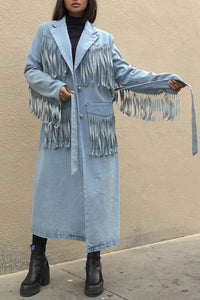 Fringed Denim Trench