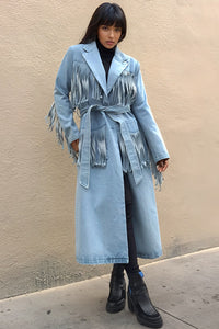 Fringed Denim Trench